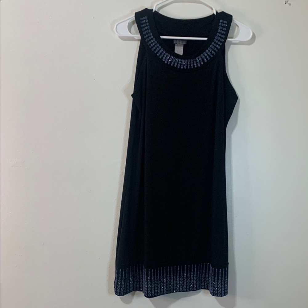 Elegant Black Dress with Blue Accents
